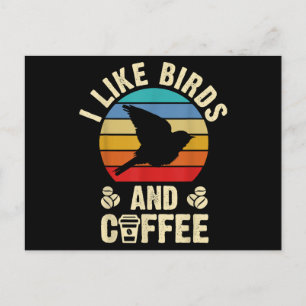 I like Birds & Coffee Funny vintage Birds theme lo Feestdagenkaart