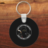 I Like Cats And Hockey And Maybe 3 People Funny Bl Sleutelhanger (Voorkant)