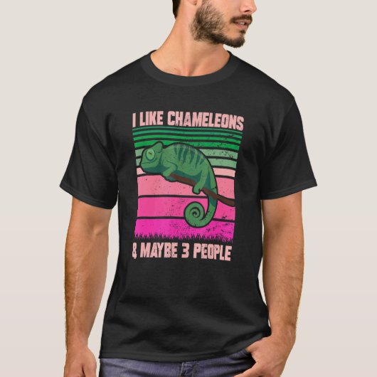 I Like Chameleons Maybe 3 People Quote Lizard Gra T-shirt (Voorkant)