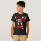 I Like His Candy Cane Couples Matching Christmas F T-shirt (Voorkant volledig)