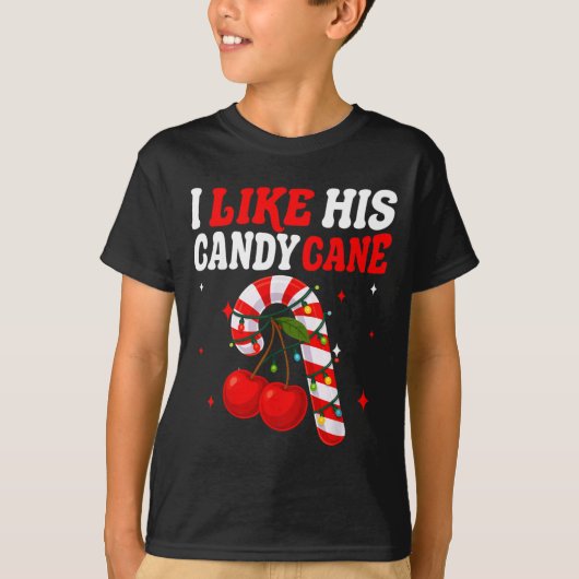 I Like His Candy Cane Couples Matching Christmas F T-shirt (Voorkant)