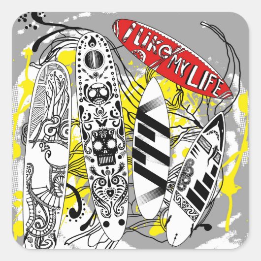 "I like MY life" surfplank stickers (Voorkant)