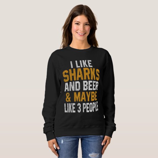 I Like Sharks And Beer   Shark   Scuba Diving Tige Trui (Voorkant volledig)