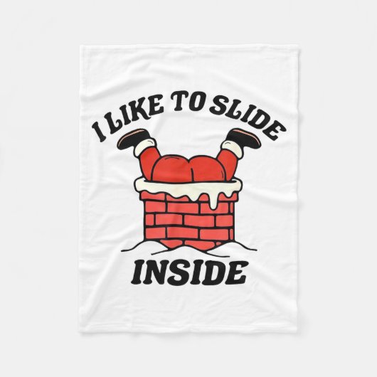 I Like To Slide Inside Funny Santa Couple Matching Fleece Deken (Voorkant)