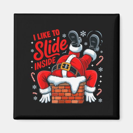 I Like To Slide Inside Funny Santa Couple Matching Magneet (Voorkant)