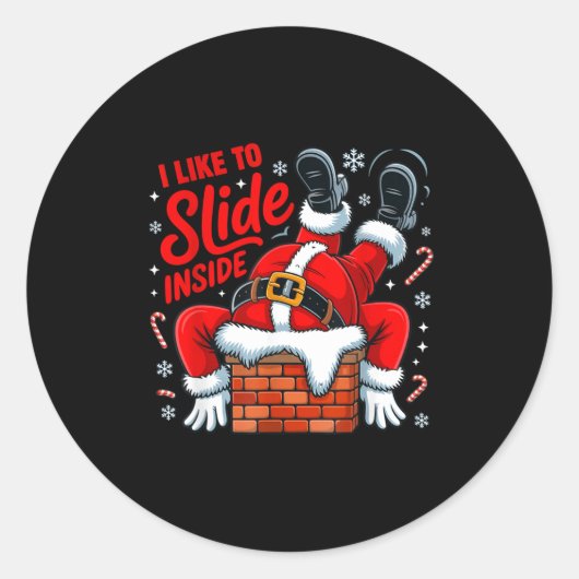I Like To Slide Inside Funny Santa Couple Matching Ronde Sticker (Voorkant)