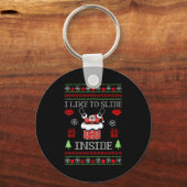 I Like To Slide Inside Funny Santa Couple Matching Sleutelhanger (Voorkant)
