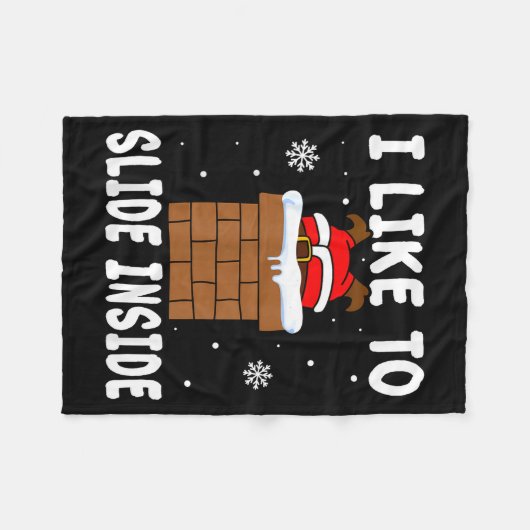 I Like To Slide Inside Funny Xmas Couple  Fleece Deken (Voorkant (Horizontaal))