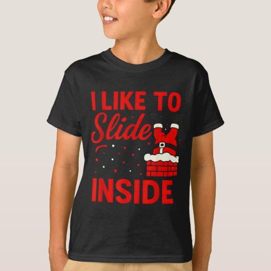 I Like To Slide Inside Funny Xmas Couple Matching T-shirt (Voorkant)