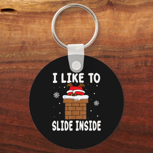 I Like To Slide Inside Funny Xmas Couple Sleutelhanger (Voorkant)