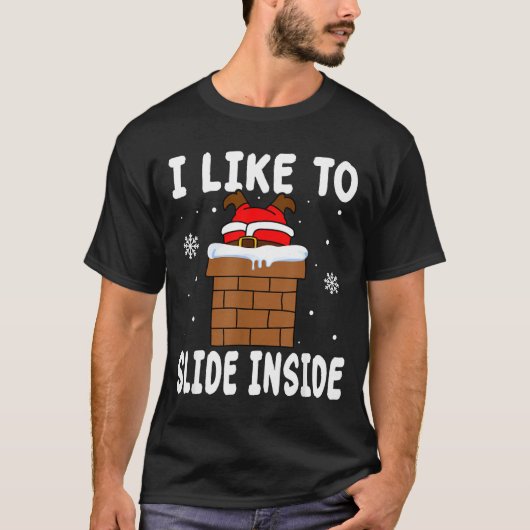 I Like To Slide Inside Funny Xmas Couple T-shirt (Voorkant)