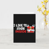 I Like To Slide Inside Santa Humor Christmas Funny Kaart (Gele Bloem)