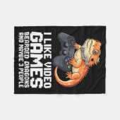 I Like Video Games Bearded Dragon Gamer Introvert Fleece Deken (Voorkant (Horizontaal))