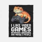 I Like Video Games Bearded Dragon Gamer Introvert  Fleece Deken (Voorkant)