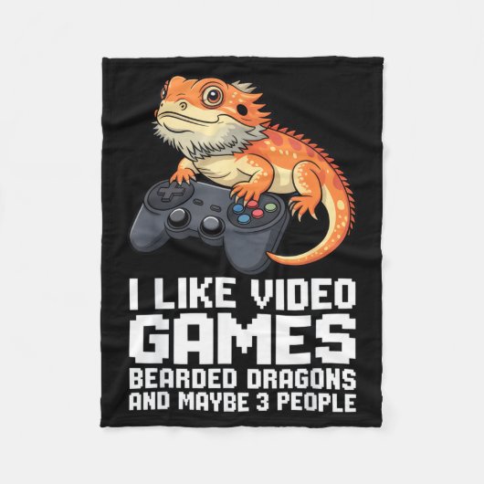 I Like Video Games Bearded Dragon Gamer Introvert Fleece Deken (Voorkant)