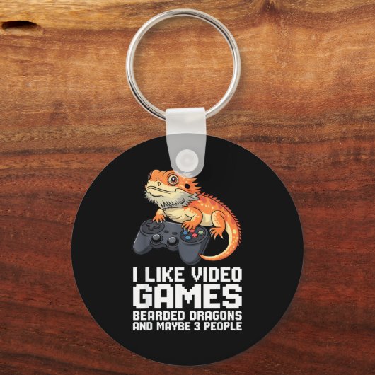 I Like Video Games Bearded Dragon Gamer Introvert  Sleutelhanger (Voorkant)