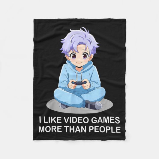 I Like Video Games More Than People Funny Gamer An Fleece Deken (Voorkant)