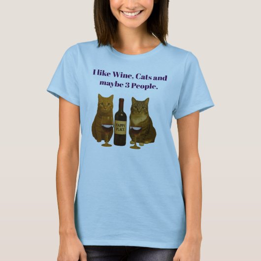 I LIKE WINE CATS AND MAYBE 3 PEOPLE T-SHIRT (Voorkant)