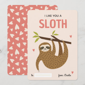 I like you a sloth classroom valentine's day card feestdagenkaart