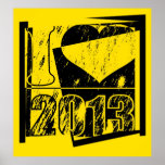 I love 2013 - Poster d'art pop noir et jaune<br><div class="desc">J'aime les années 2000</div>