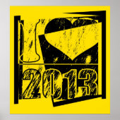 I love 2013 - Poster d'art pop noir et jaune (Devant)