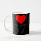 I Love 67 Heart Valentine's Day 67th Birthday Six  Koffiemok (Links)
