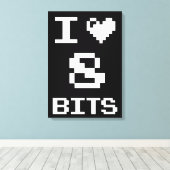 I Love 8 Bits, gamer geek design Canvas Afdruk (Insitu (Houten vloer))