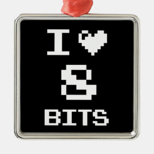 I Love 8 Bits, gamer geek design Metalen Ornament
