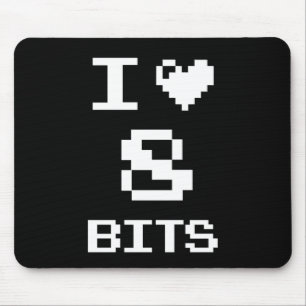 I Love 8 Bits, gamer geek design Muismat