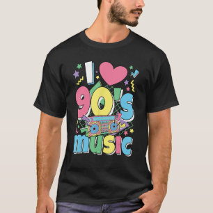 I Love 90s Music 1990s Theme Outfit jaren 90 T-shirt