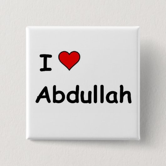I Love Abdullah Vierkante Button 5,1 Cm (Voorkant)
