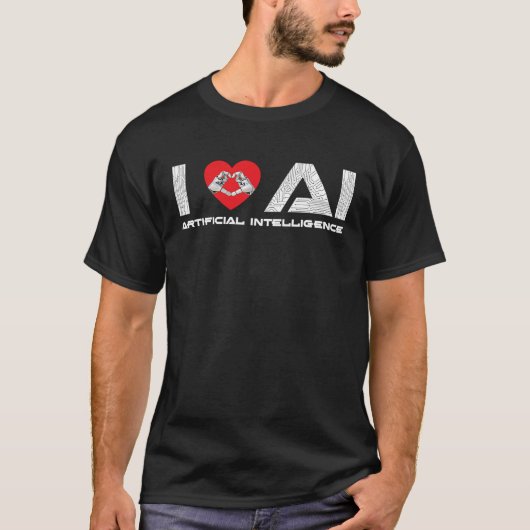 I Love AI Artificial Intelligence Tech Science Pro T-shirt (Voorkant)