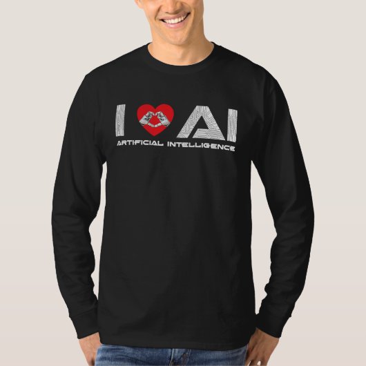 I Love AI Artificial Intelligence Tech Science Pro T-shirt (Voorkant)