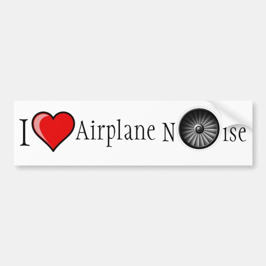I Love Airplane Noise Bumpersticker (Voorkant)