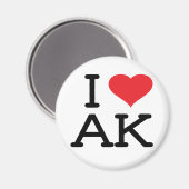 I Love AK - Coeur - Magnet rond (Recto/Verso)