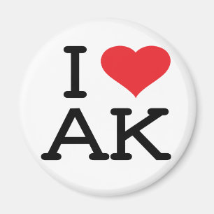 I Love AK - Heart - Round Magnet Magneet