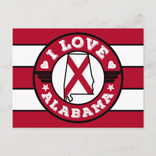 I Love Alabama Couleur Correspondances Cartes et D (Devant)