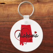 I Love Alabama Hearts Map Sleutelhanger (Voorkant)
