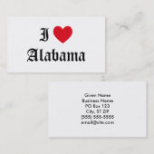 I Love Alabama Visitekaartje (Voorkant / Achterkant)