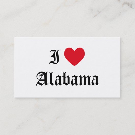 I Love Alabama Visitekaartje (Voorkant)