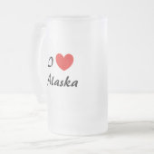 I Love Alaska Heart Typography Frosted Mug (Devant gauche)