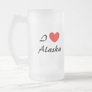 I Love Alaska Heart Typography Frosted Mug