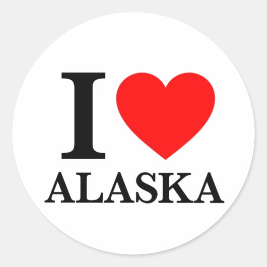 I Love Alaska Ronde Sticker (Voorkant)