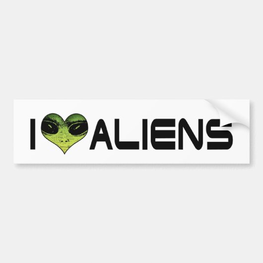I Love Aliens Bumper Sticker (Devant)