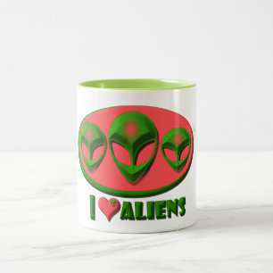 I Love Aliens Tweekleurige Koffiemok