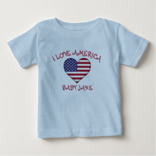 I Love America Flag Voeg de naam van de baby toe