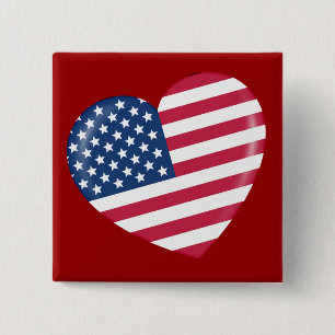 I Love America - Heart of Patriotic American Vierkante Button 5,1 Cm