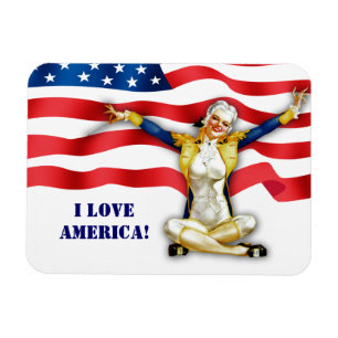 I Love America. Retro Pin-Up Magneet