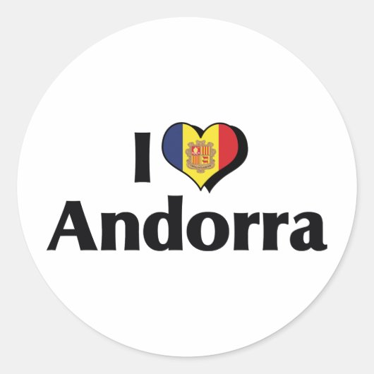 I Love Andorra Flag Ronde Sticker (Voorkant)