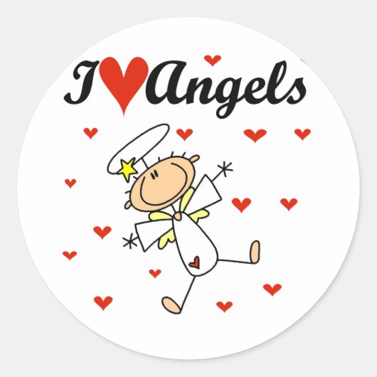 I Love Angels T-shirts en geschenken Ronde Sticker (Voorkant)
